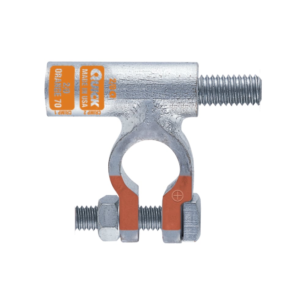 Battery Terminal - Top Post - Right Elbow w/ Stud - Negative 2/0 Ga 1 Quick Connect Right