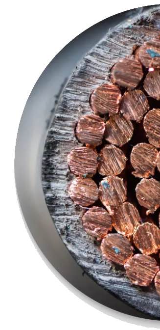 The end of a cut battery wire cable